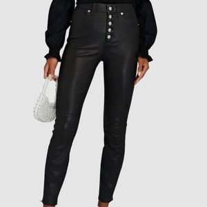 Veronica Beard Women's Leather Debbie Ankle Skinny Pant Black NEW